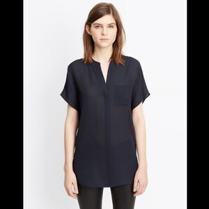 Vince Navy Chiffon Blouse NWT